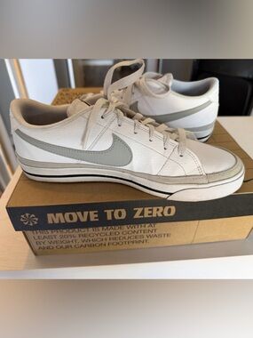 Nike White Sneakers with Light Gray Swoosh